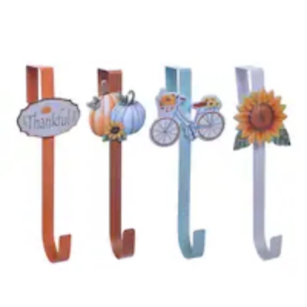 Bundle of 4 Fall Harvest Icon Shaped Metal Wreath Hangers 12.6 in. New